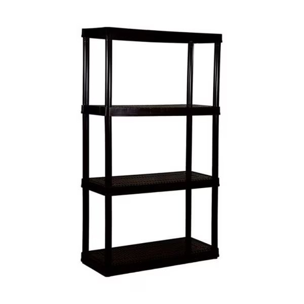 Gracious Living 91021 Solid Plastic Shelving with 4 Plastic Medium Duty  Black, Gracious Living, Mfr#: 5439005